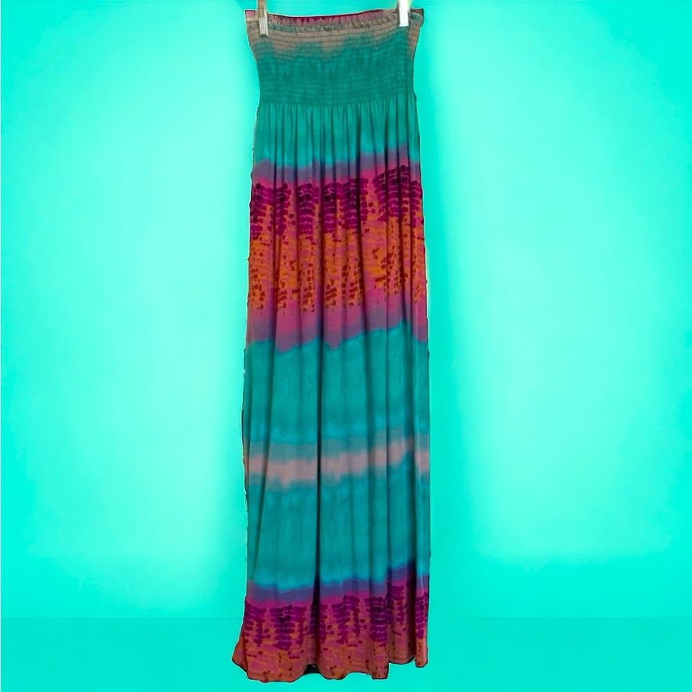 Strapless tie dyed maxi sundress